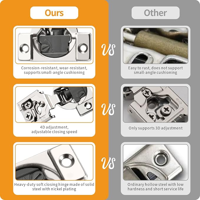 Chibery 30 Pack 3/4" Overlay 4D Soft Close Concealed Hinges for Face Frame Door, Adjustable Closing Speed, Smooth Slow Self Closing Hinges, Satin Nickel, 105° Open Angle Stainless Steel Cabinet Hinge