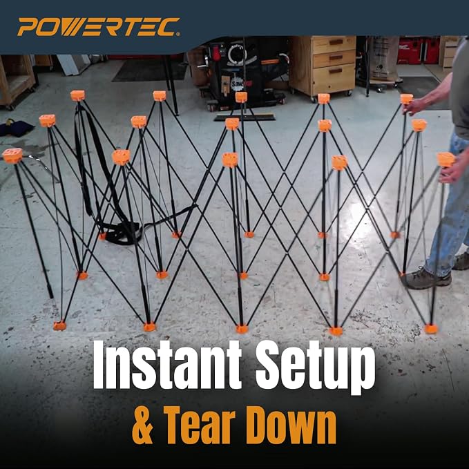 POWERTEC Arachni-Flex Portable Workbench 2x4ft Collapsible Workstand - Heavy Duty Folding Work Table Base, 2500 lbs Capacity 36 Inch Work Height, No Assembly Mobile Work Station w/Carry Strap (71926)