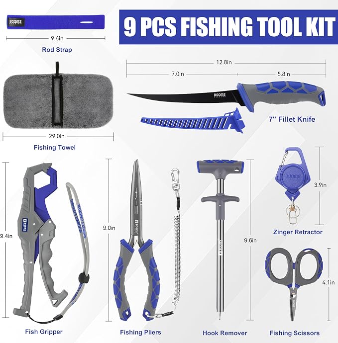 Booms Fishing Tool Kit Saltwater: 8pcs Fishing Gift for Men, XT02
