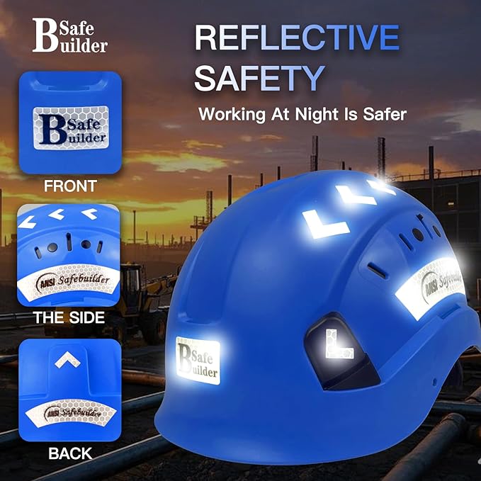 Construction Safety Helmet ABS Hard Hat Adjustable Ventilation System Hardhats Industrial Work Head Protection for Men Certified ANSI/ISEA Z89.1