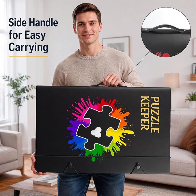 Puzzle Storage Folder for 1000 Pieces 35 Sheet/70 Puzzles 50 Set Stickers, 28.35" x 21.26" Large Capacity Jigsaw Book Holder Storage Binder Saver for Jigsaw Enthusiasts