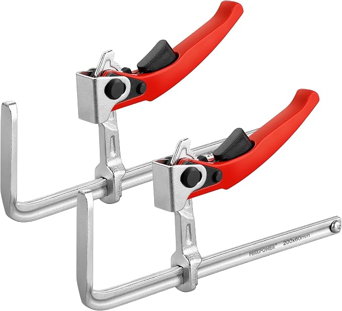 MAXPOWER Ratcheting Table Clamp, Quick Release Clamp For MFT and Guide Rail System, Bar Clamp with 7 7/8" Capacity x 2 3/8" Throat Depth, 530 lbs Clamping Force - 2 Pack