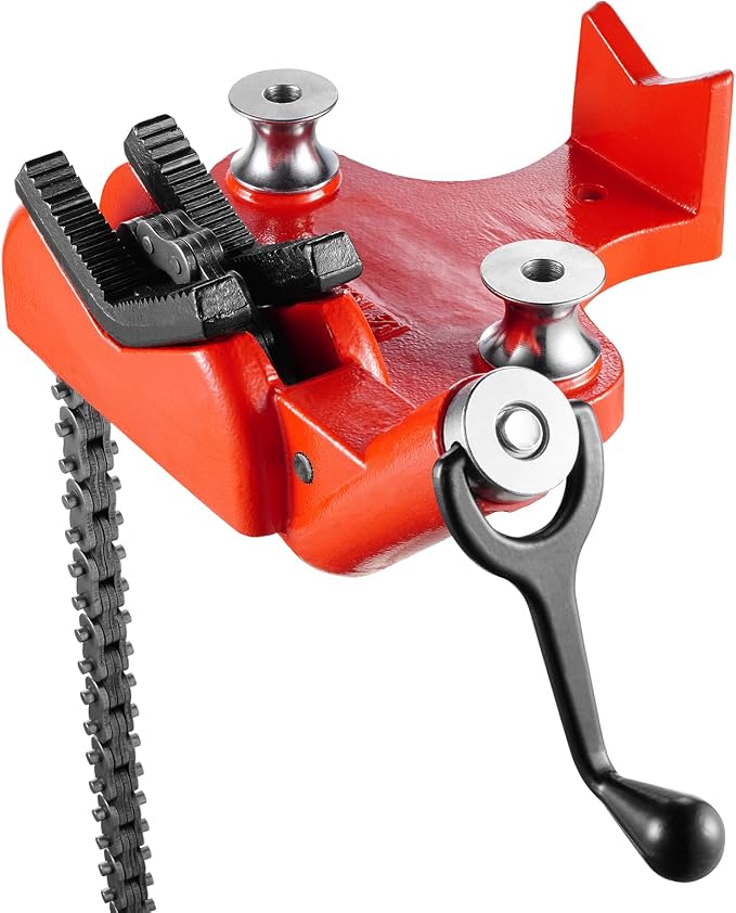 VEVOR Heavy-Duty Pipe Chain Vise, 1/2" - 8" Pipe Capacity, 34.6" Rugged Chain & Cast Iron Base, Industrial-Grade Pipe Clamping for Plumbing, Automotive Repairs, Metalworking