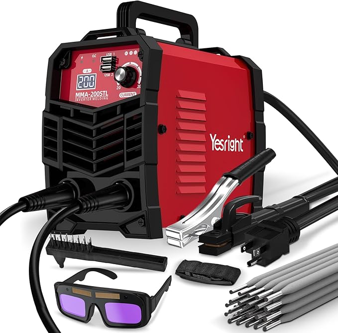 Mini Stick Welder, 200A Portable Welding Machine with 20PCS Rods & Welding Goggles, Small Welder Machine 110V with IGBT Inverter Hot Start for Professionals & DIY Enthusiasts