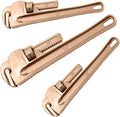WEDO Non-Sparking Pipe Wrench Set,10" 12" 14",3PCS Spark-Free Straight Plumbing Wrench Set, No Spark Safety Adjustable Spanner, Beryllium Copper,Non-Magnetic,Corrosion Resistant,DIN/BAM/FM Standard