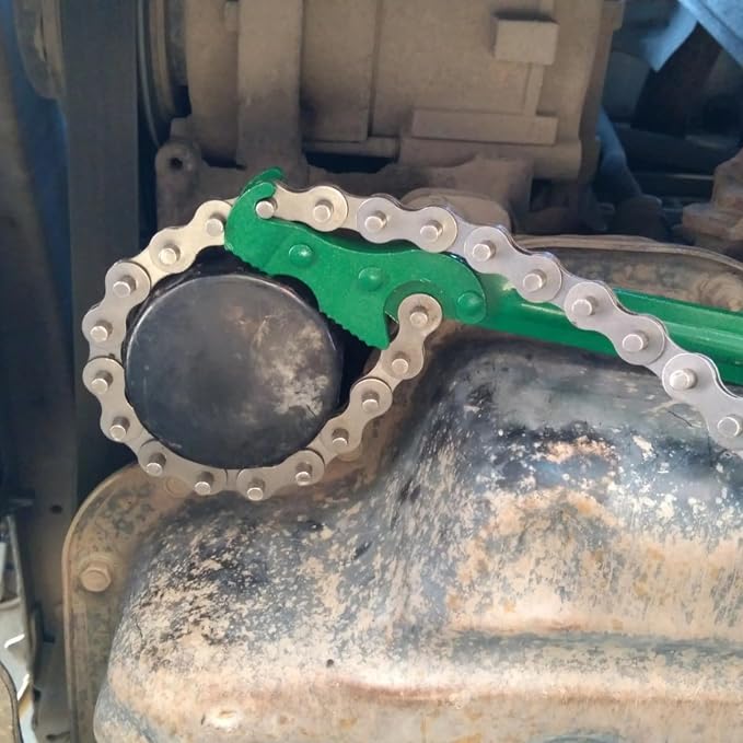 Oil Filter Wrench Set, 16 in Adjustable Chain Oil Filter Wrench, Carbon Steel Strap Wrench for Easy Removal, Fits 60-210 mm Oil Filters, Comfortable Plastic Handle