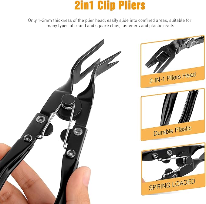 GOOACC Auto Trim Removal Tool Set 3Pcs No Scratch Pry Tool Kit with Storage Bag for Car Body Clips Door Panel Car Clips Dashboard Repair Black