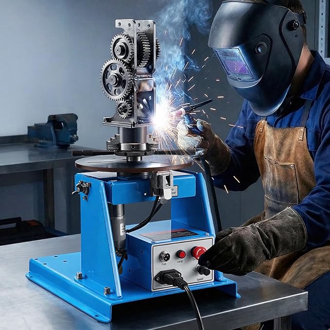 VEVOR Rotary Welding Positioner 10KG, 1-12 RPM 20W, Adjustable 0-90° Turntable with 8.1 Inch 3-Jaw Chuck, Compact Welder Machine for Precision Cutting, Grinding, Assembly, and Testing