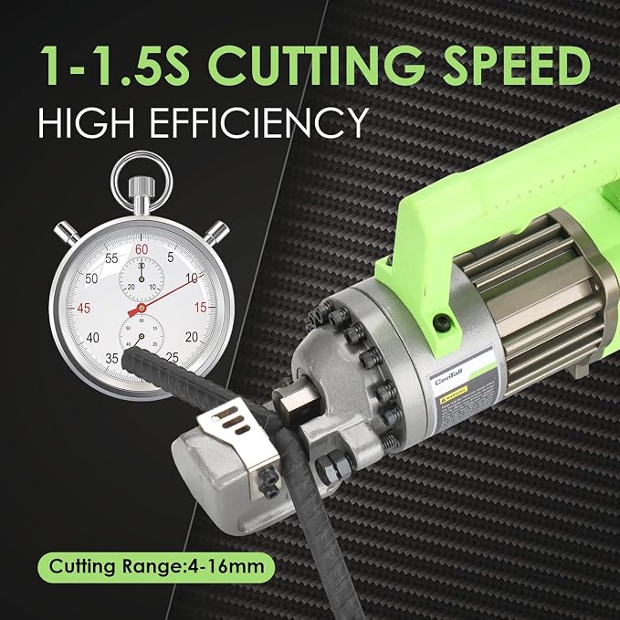 5/8" Electric Hydraulic Rebar Cutter 1-1.5s Cutting Speed Portable Rebar Cutter Cutting Rebar 4-16mm 1000w 120v/60hz RC16B (Light Green)