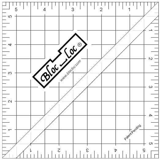 Bloc Loc Half Square Triangle Multiple-Size 5-1/2" Quilting Ruler with Grid Lines for Quilters