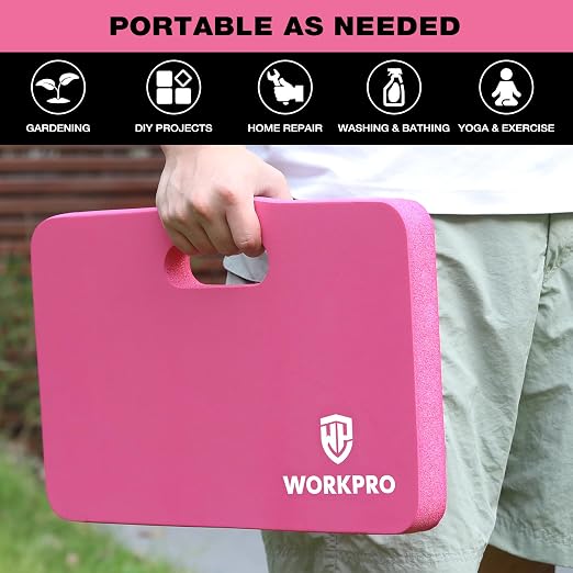 WORKPRO Extra Thick Kneeling Pad, Soft NBR Foam Cushioning for Knee, Large Foam Kneeler Mat for Gardening, Bathing Baby, Exercise, Workout Supplies, 17.5 x 11 x 1.5 in, Pink