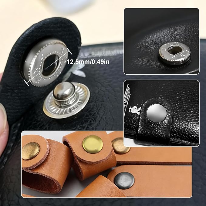 120 Sets Metal Snap Buttons with Hammer, NXTOV 12.5mm Leather Snap Fasteners Kit, 4 Colors Craft Snaps for Clothes, Windbreaker, Shirts, Jacket, Backpacks, Wallet,Bags