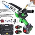 Electric Mini Chainsaw for Pruning Small Trees, Brushless 8 inch & 6 inch Portable Hand Saw with 2 Rechargeable Batteries, 1000W Handheld Chain Saw for Wood Cutting, Gardening Gifts for Mother's Day
