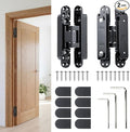 6" Hidden Door Hinges, Invisible Concealed Hinges, 180° Swing Adjustable Butt Hinge, Silent Operation, Ideal for Secret Rooms, Bookcase Doors & More (Black, 2 Pack)