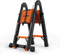 SINMEIRUN Telescoping Ladder, 20.3 FT, A Frame, Aluminum Extension Ladder, 330 lbs Capacity, Collapsible Multi-Purpose Ladder for Home, Roof and RV; Orange