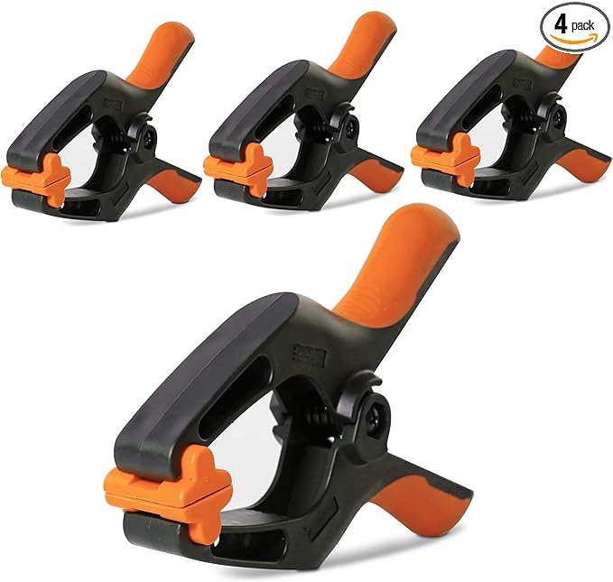 Spring Clamps 6 Inch Pack of 4 Heavy Duty Plastic Clamps for Woodworking Backdrop & Pool Cover Clips with 3 Inch Jaw Opening for Photography, DIY Crafts Projects, Cover Holding and Wood Gluing