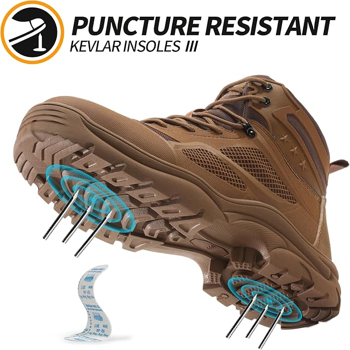 Steel Toe Boots for Men Work Boots for Men Breathable High Top Work Shoes Lightweight Indestructible Safety Shoes Industry Construction Safety Footwear