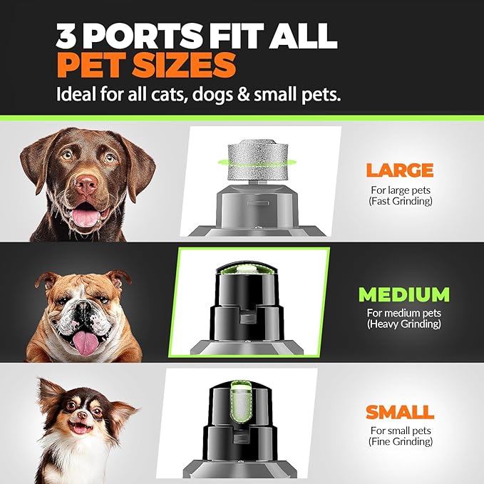 Whisper Quiet Dog Nail Grinder with 4 LED Lights, Safe & Stress-Free for Sensitive Dogs Cats of All Breeds & Sizes, 3 Grinding Bits, 3-Speed, Pet Nail Trimmers, Rechargeable Painless Grooming Kit Grey