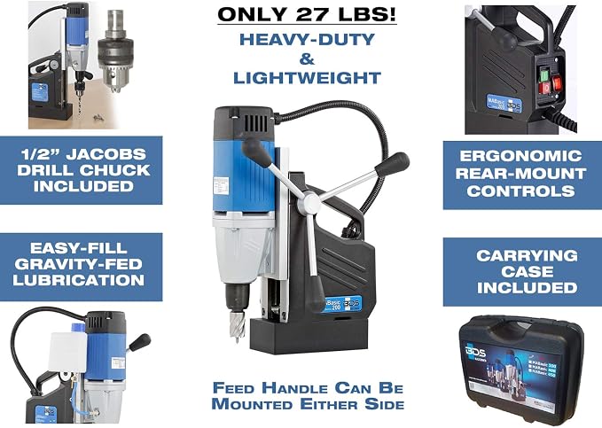 CS Unitec | MABasic 200 | Single-Speed Portable Magnetic Drill. Max Hole Capacity 1-3/8" Diameter, 8.2 Amp, 110 Volts, 450 RPM - Made in Germany