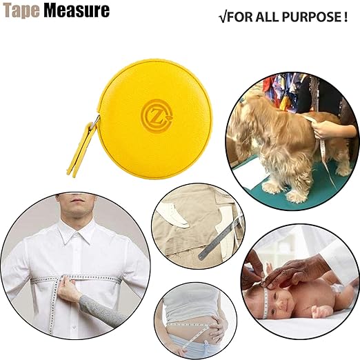 Sewing Tape Measure, Medical Body Cloth Tailor Craft Dieting Measuring Tape, 60 Inch/1.5M Dual Sided Retractable Ruler with Push Button Round(1 Pack, Yellow)