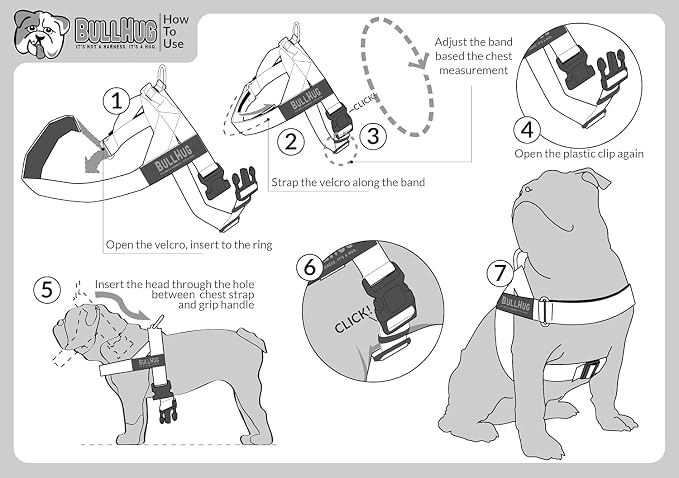 Adjustable Dog Harness– No Pull, No Choke – for English Bulldogs, French Bulldogs, Pugs & Broad-Chested Breeds – Easy, Safe Walks (Black, Medium)