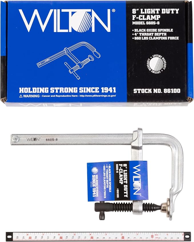 Wilton Light-Duty F-Clamp, 8" Opening, 4" Throat, 660 Lbs. Clamping Force (Model 660S-8)