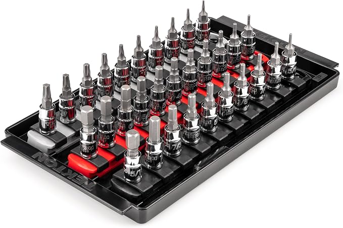 TEKTON Hex and Torx Bit Socket Set, 31-Piece | SHB90204 | 1/4 Inch Drive, (5/64 - 5/16 in., 2 - 8 mm, T6 - T30), Socket Rail