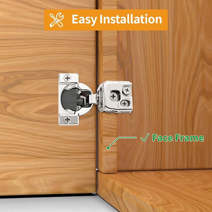 Chibery 20 Pack 1-1/4" Overlay 3D Soft Close Concealed Hinge for Face Frame Door, Smooth Slow Self Closing Hinges, Satin Nickel, Hidden 105° Open Angle Stainless Steel Hinge for Kitchen Cabinet Door