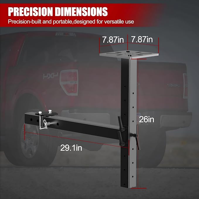 Heavy-Duty Hitch Mount Vise Plate Holder with Adjustable Height - Fits 2 inch x 2 inch Receiver with Standard Mounting Vise Plate