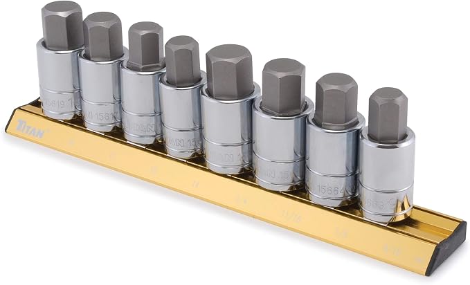 Titan 16132 SAE/Metric Large Hex Bit Socket Set - 8 Piece