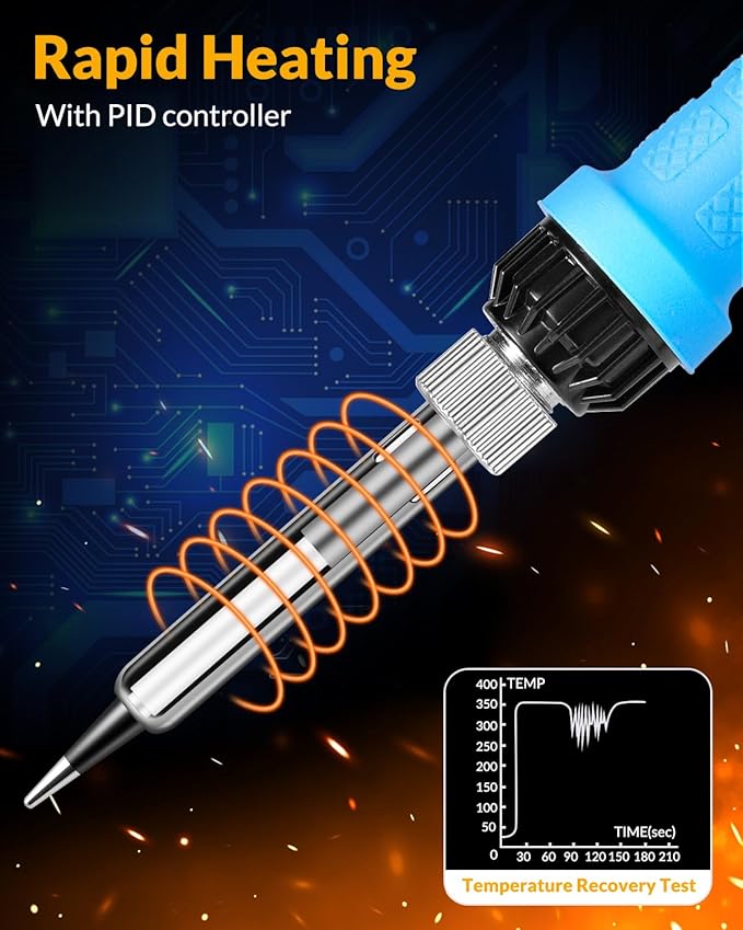Soldering Iron Kit, 100W High Power Soldering Iron, Fast Heating, Digital Display Temperature Control Accurate 356°F-896°F, Portable Soldering Kit with Protective Cap, Automatic Sleep Mode