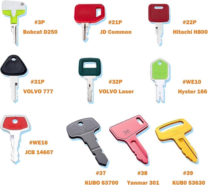 Heavy Equipment Key Set, Construction Keys,Construction Equipment Multi Keys fit Common Major Equipment Manufactures Forlift Excavator Tractor Lodaer