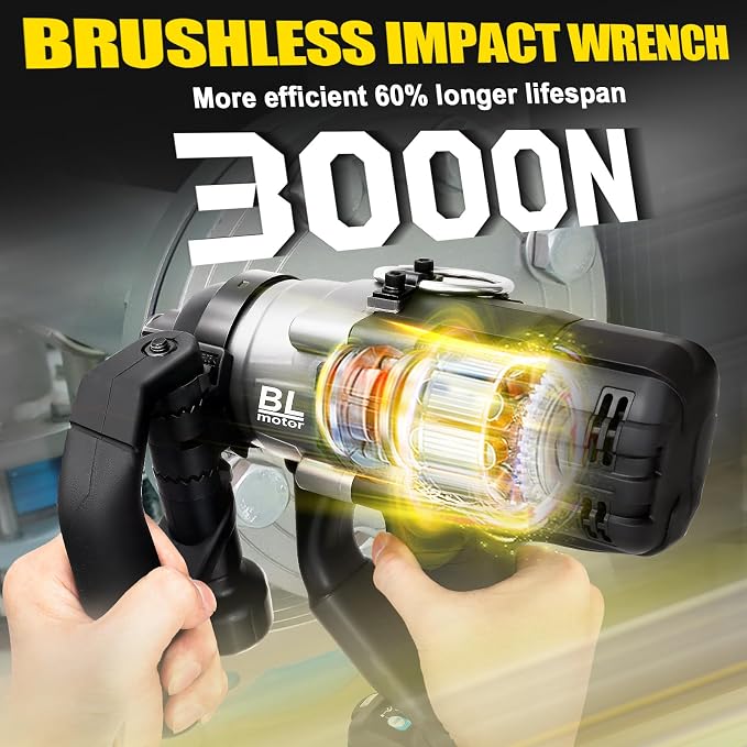 Cordless Impact Wrench 1" Compatible with DeWalt 20V Battery, Impact Wrench 2250FT-LBS(3000N.m) High Torque Brushless Electric Impact, Power Impact Driver for Car, Truck (No Battery)