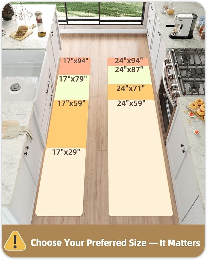 Color&Geometry Anti Fatigue Cushion Kitchen Mat for Floor -24"x87",Wide,Easy Clean, Water & Oil Proof, Anti Slip, Foam Rubber Runner Rug for Front Sink Comfort Standing,Blue