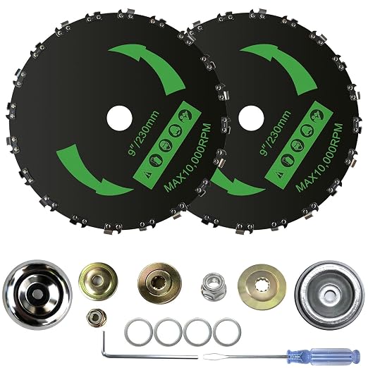 9" x 20T Chainsaw Tooth Brush Cutter Blade fits for STIHL FS56RCE FS91R FS70R FS94R FS111R FS131 FS91 FS131R FS56CE FS111RX Trimmer Weed Eater, with 2 Sets The Adapter Kit