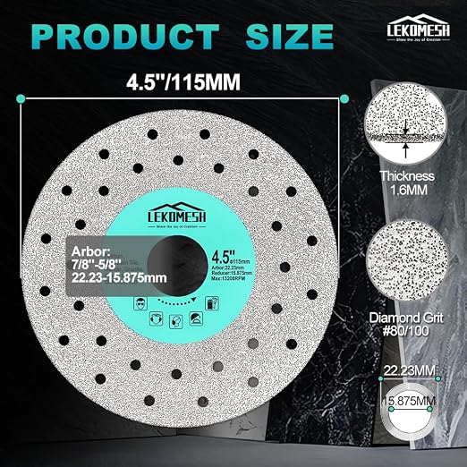 Rock Slab Grinding Disc – 4.5 Inch Glass Cutting Disc 5PCS, Angle Grinder Diamond Blade for Tile Cutting Disc, Tile Grinder Blade for Stone, Marble, Granite, Glass