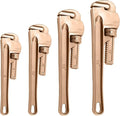 WEDO Non-Sparking Pipe Wrench Set,8" 10" 12" 14",4PCS Spark-Free Straight Plumbing Wrench Set, No Spark Safety Adjustable Spanner, Beryllium Copper,Non-Magnetic,Corrosion Resistant,DIN/BAM/FM Standard