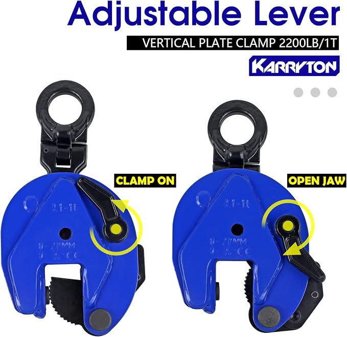 1Ton/2200LB Vertical Lifting Plate Clamp, Jaw Opening 0.8IN