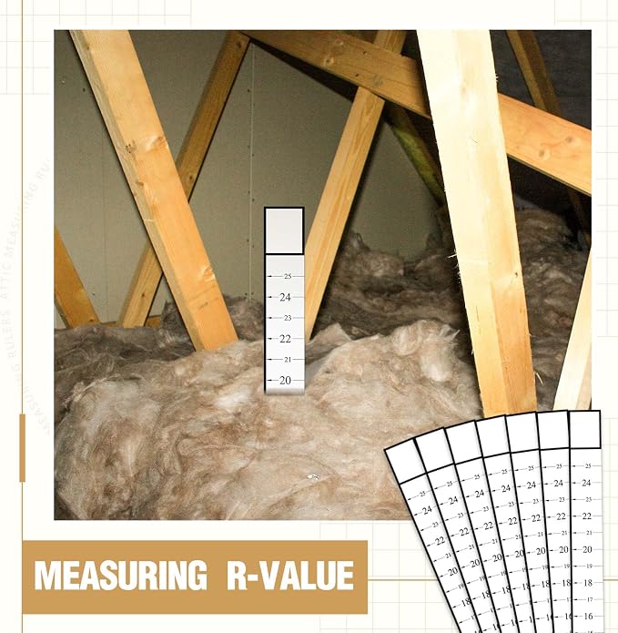 Attic Measuring Rulers (Case of 1000), 25 Inch, Card Stock, Attic Insulation R-Value Ruler for Insulators Ceiling Insulation