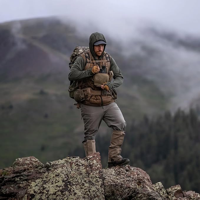 Eberlestock Recon Modular Bino Pack - Advanced Binocular Harness System | Customizable Attachments, Chest Rig with Magnetic Closure to Keep Binos Secure, Dual Side Zipper Pockets