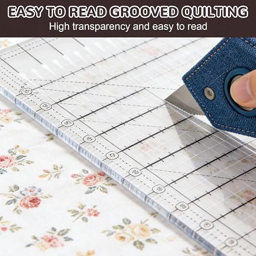 XL Slotted Quilting Ruler, 17.75 x 22in Non-Slip Precise Quilting Template, Professional Sewing Strip Ruler Acrylic for Fabric Strip, Cutting, Sewing, Crafting, Patchwork Ruler & Template