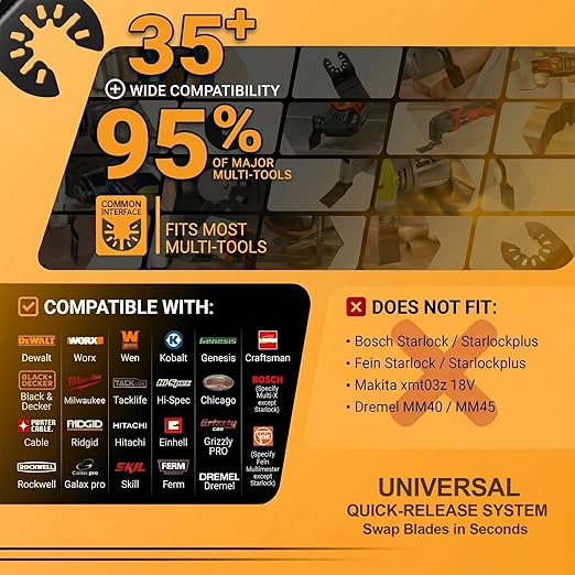Bionso 22PCS Titanium Oscillating Tool Blade Cuts Metal and Wood, Sharp and Durable Multitool Blades, Multi Tool Blades Kits, Oscillating Saw Blades Fit Dewalt Milwaukee Ryobi Makita Worx Rockwell Wen