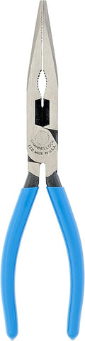 Channellock Needle-Nose Pliers E318 - Long Nose, High Carbon Steel, Blue Handle - 8-Inch Combination