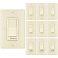 BESTTEN 10 Pack Almond Dimmer Light Switch, 3 Way or Single Pole Dimmer Switches, for Dimmable LED, Halogen and Incandescent Bulbs, 120V, Decorator Wall Plate Included, UL Listed