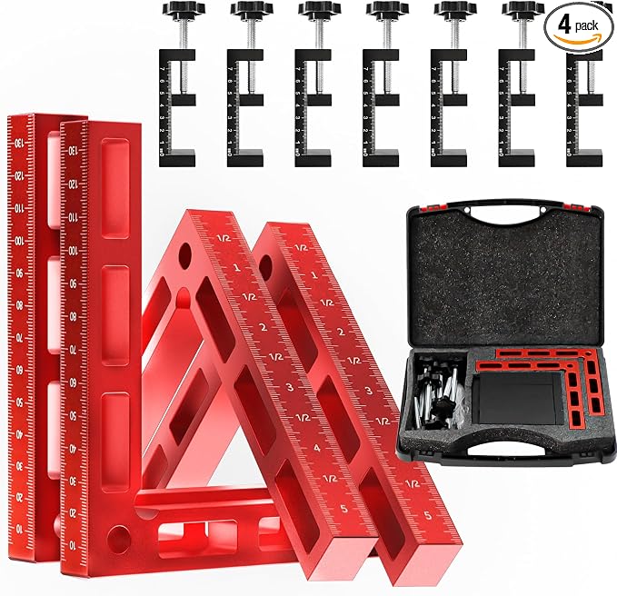 Upgraded Corner Clamp for Woodworking,90 Degree Corner Clamp Kit–4 Pack 5.5"x 5.5"Aluminum Alloy Right Angle Woodworking Tools,Corner Clamps Positioning Squares for Picture Frame,Box,Cabinets,Drawers