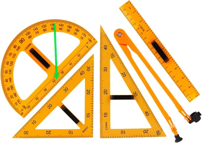 Magnetic Triangular Scale Ruler Set Drafting Tools Mathematics Protractor Pencil Compass, Math Geometry Classroom Teaching Measurement Set Oversized Ruler (45 ° and 60 ° Triangular Rulers)