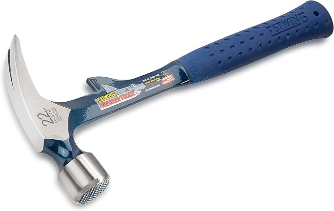 ESTWING Hammertooth Hammer - 22 oz USA Made Straight Rip Claw Hammer with Milled Face & Shock Reduction Grip - E6-22TM