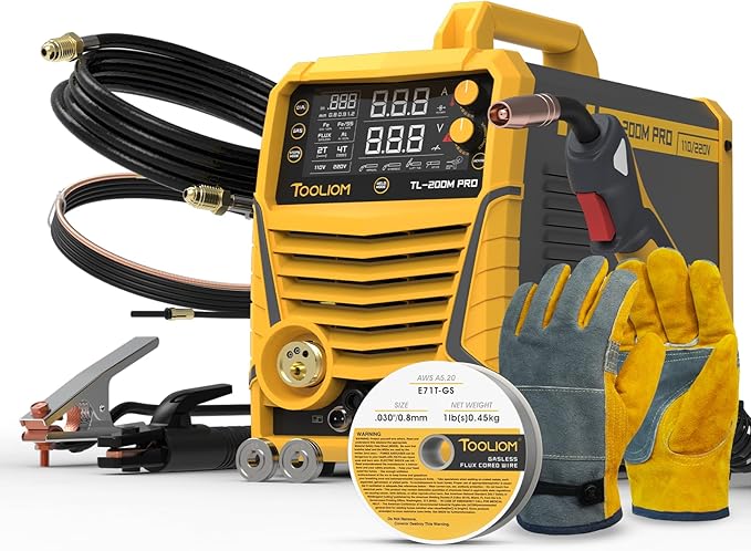TOOLIOM 200A MIG Welder 5 in 1 MIG/Flux MIG/Spool Gun Mig/Lift TIG/Stick Welder 110/220V Dual Voltage Aluminum Welding Machine