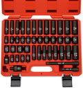 NEIKO 02440A 3/8-Inch-Drive Impact Socket Set, SAE Sizes 5/16" to 3/4" and Metric Sizes 8 mm to 19 mm, Includes Extension Bars and U-Joint, 44 Pieces