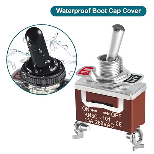 Toggle Switch 12v DC 30A, 2Pack 2Pin SPST ON Off Switch with Waterproof Boot Cap Cover for Auto Car Marine Boat.